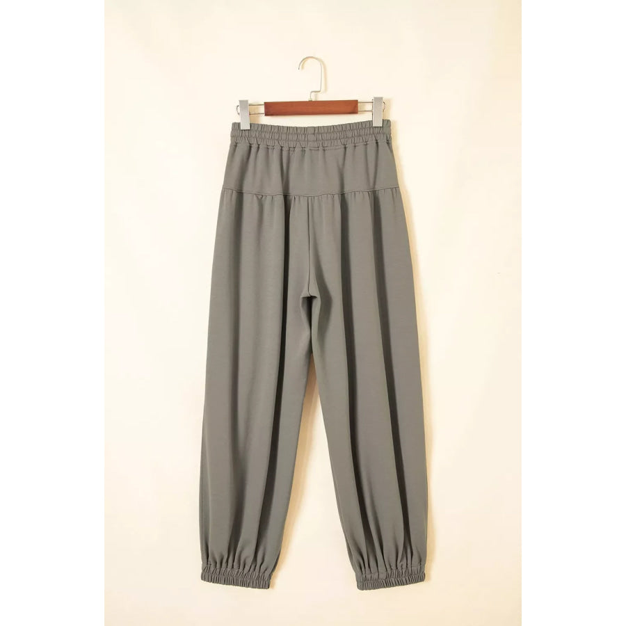 Elastic Waist Drawstring Wide Leg Full Length Pants Apparel and Accessories