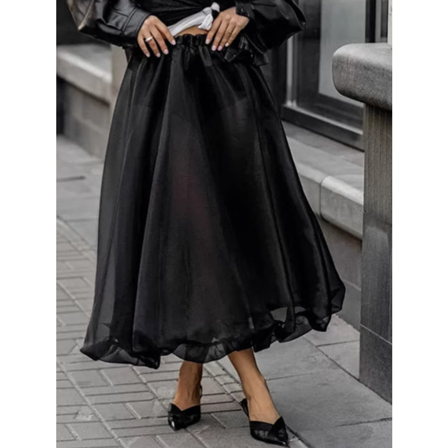 Elastic Waist Flowy Skirt Apparel and Accessories