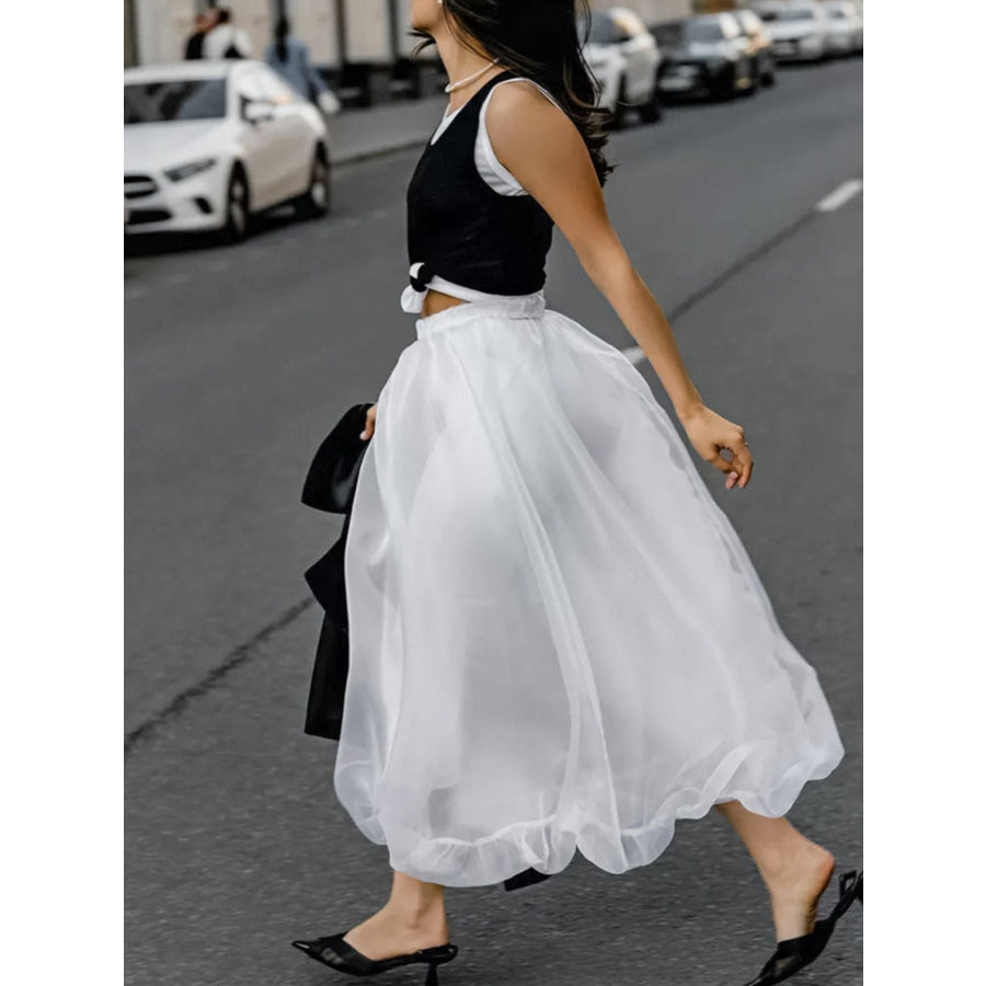 Elastic Waist Flowy Skirt Apparel and Accessories