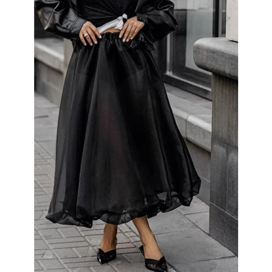 Elastic Waist Flowy Skirt Apparel and Accessories