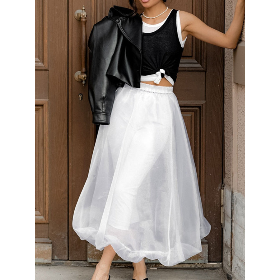 Elastic Waist Flowy Skirt Apparel and Accessories