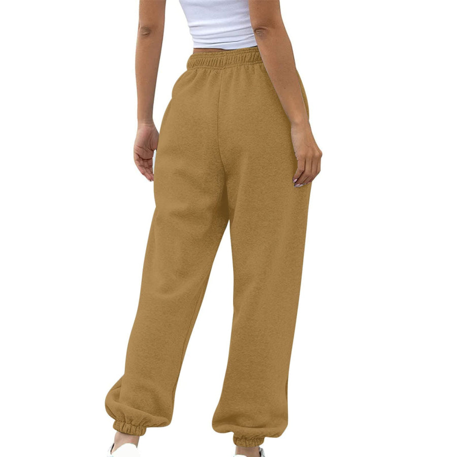 Elastic Waist Joggers with Pockets Apparel and Accessories