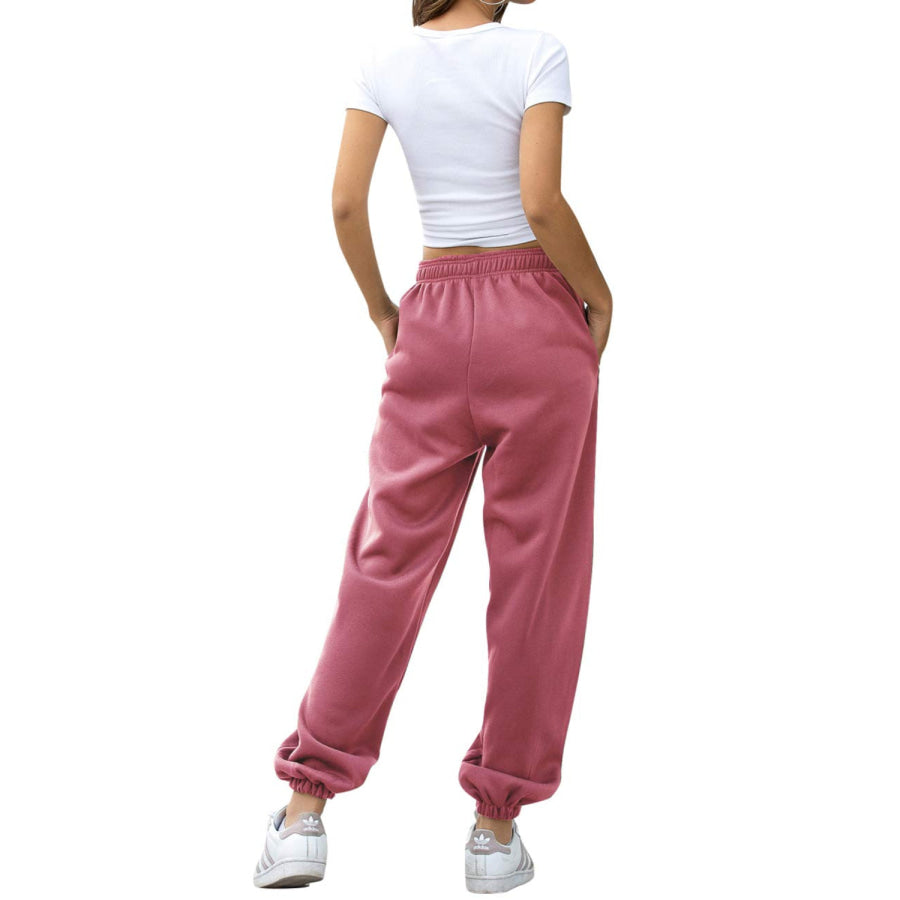 Elastic Waist Joggers with Pockets Apparel and Accessories