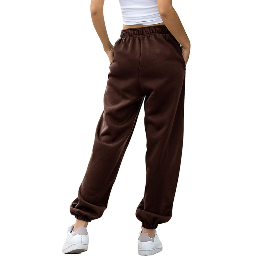 Elastic Waist Joggers with Pockets Apparel and Accessories