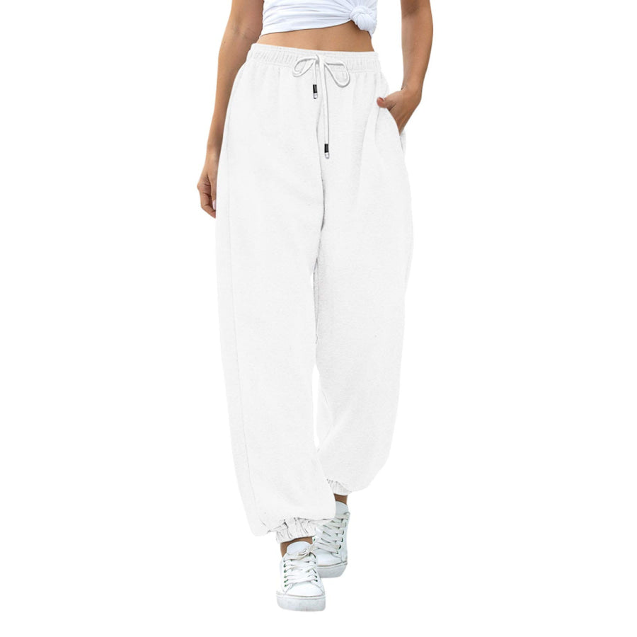 Elastic Waist Joggers with Pockets Apparel and Accessories