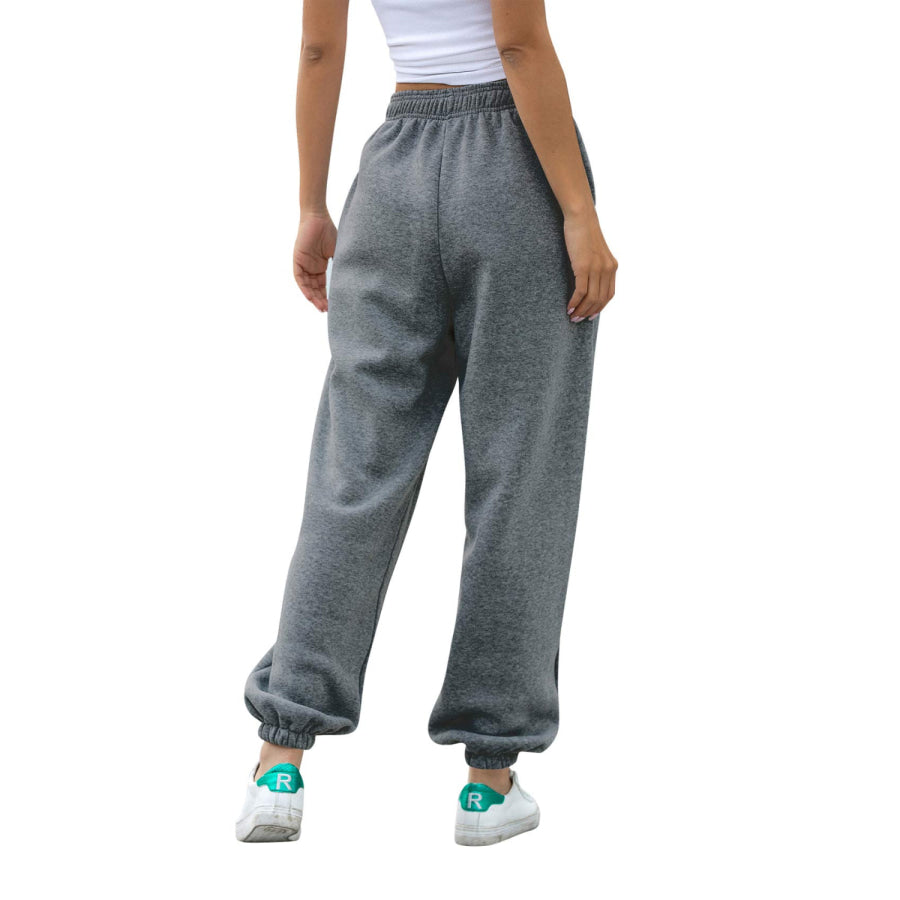 Elastic Waist Joggers with Pockets Apparel and Accessories