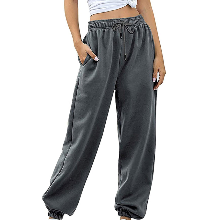 Elastic Waist Joggers with Pockets Apparel and Accessories