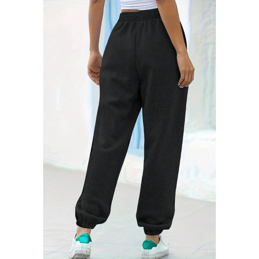 Elastic Waist Joggers with Pockets Apparel and Accessories