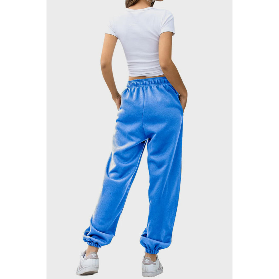 Elastic Waist Joggers with Pockets Blue / S Apparel and Accessories