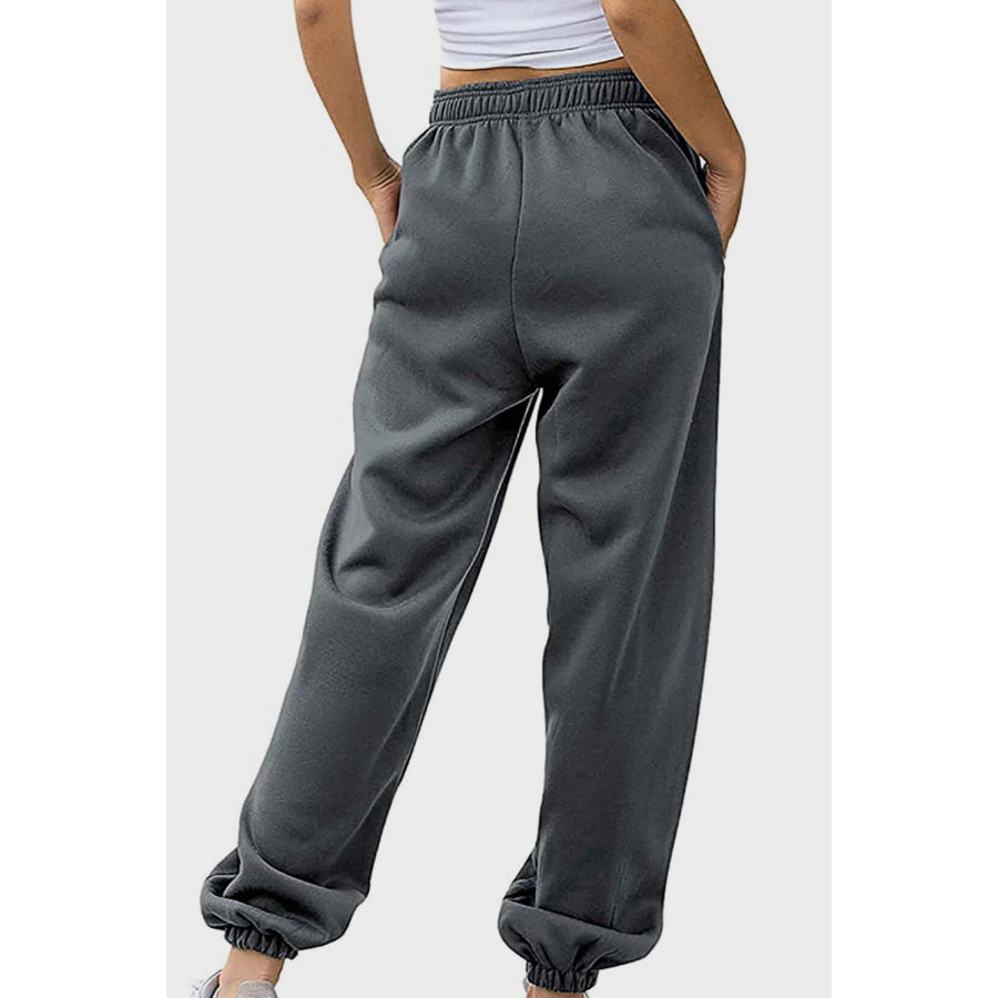 Elastic Waist Joggers with Pockets Dark Gray / S Apparel and Accessories