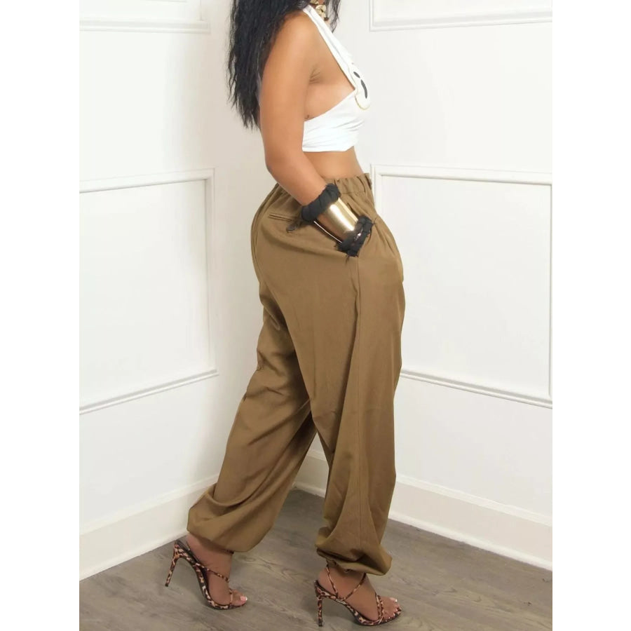 Elastic Waist Loose Fit Pants Apparel and Accessories