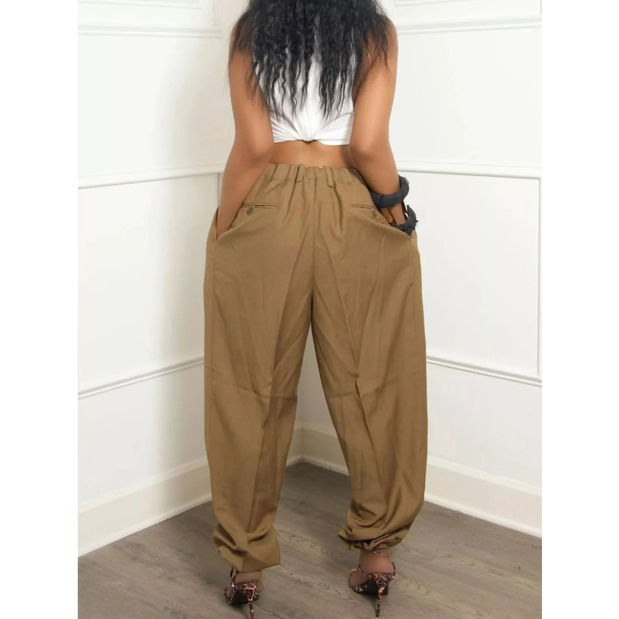 Elastic Waist Loose Fit Pants Apparel and Accessories