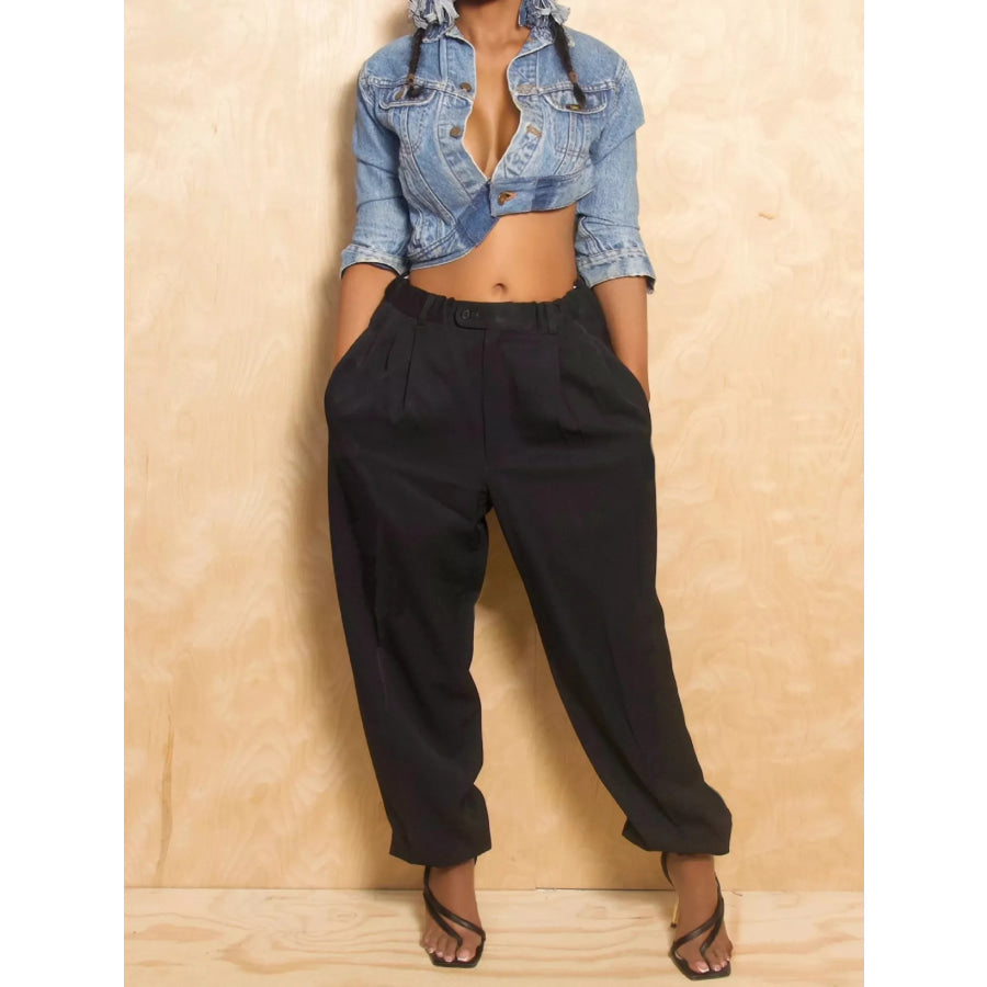 Elastic Waist Loose Fit Pants Apparel and Accessories