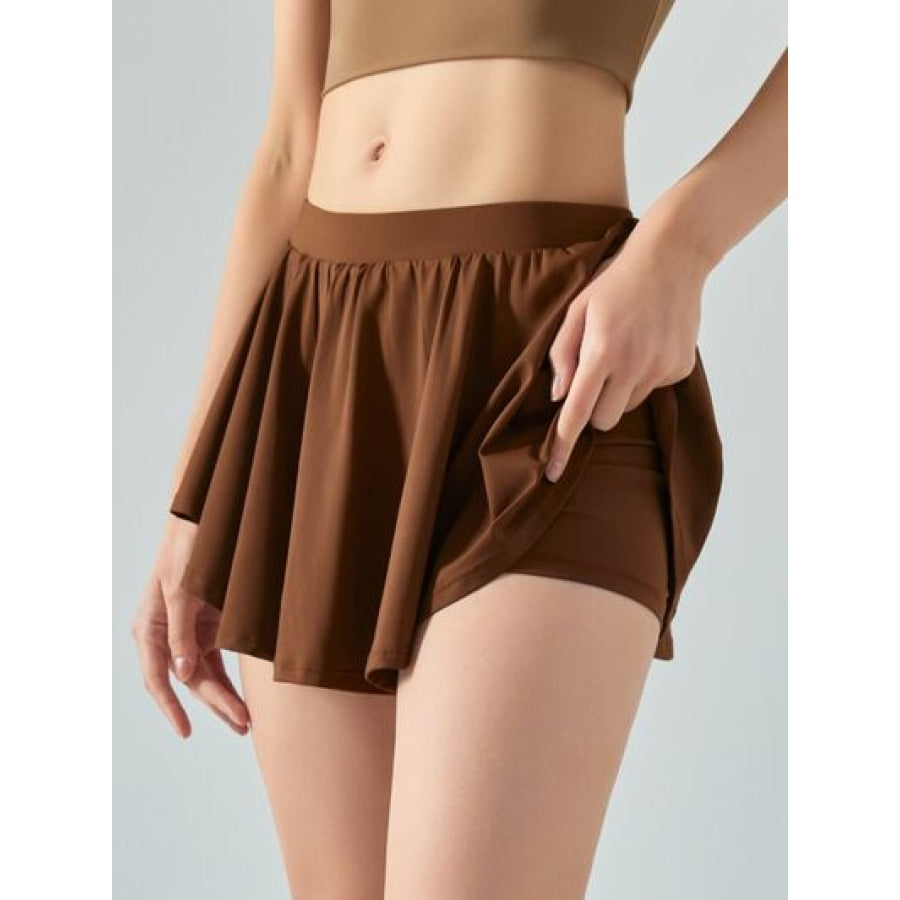 Elastic Waist Mini Active Skirt Chestnut / S Clothing