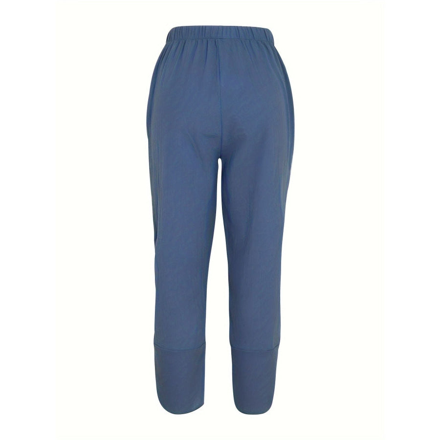 Elastic Waist Pants with Pockets Apparel and Accessories