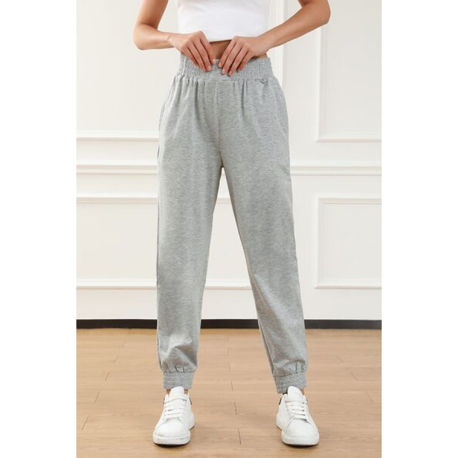 Elastic Waist Pocketed Joggers Charcoal / S Clothing