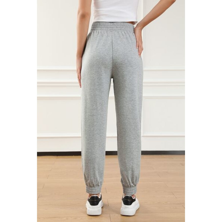 Elastic Waist Pocketed Joggers Clothing