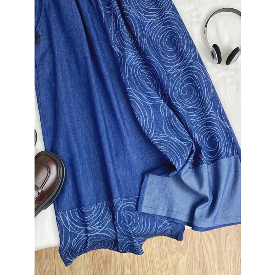 Elastic Waist Printed Jeans Apparel and Accessories
