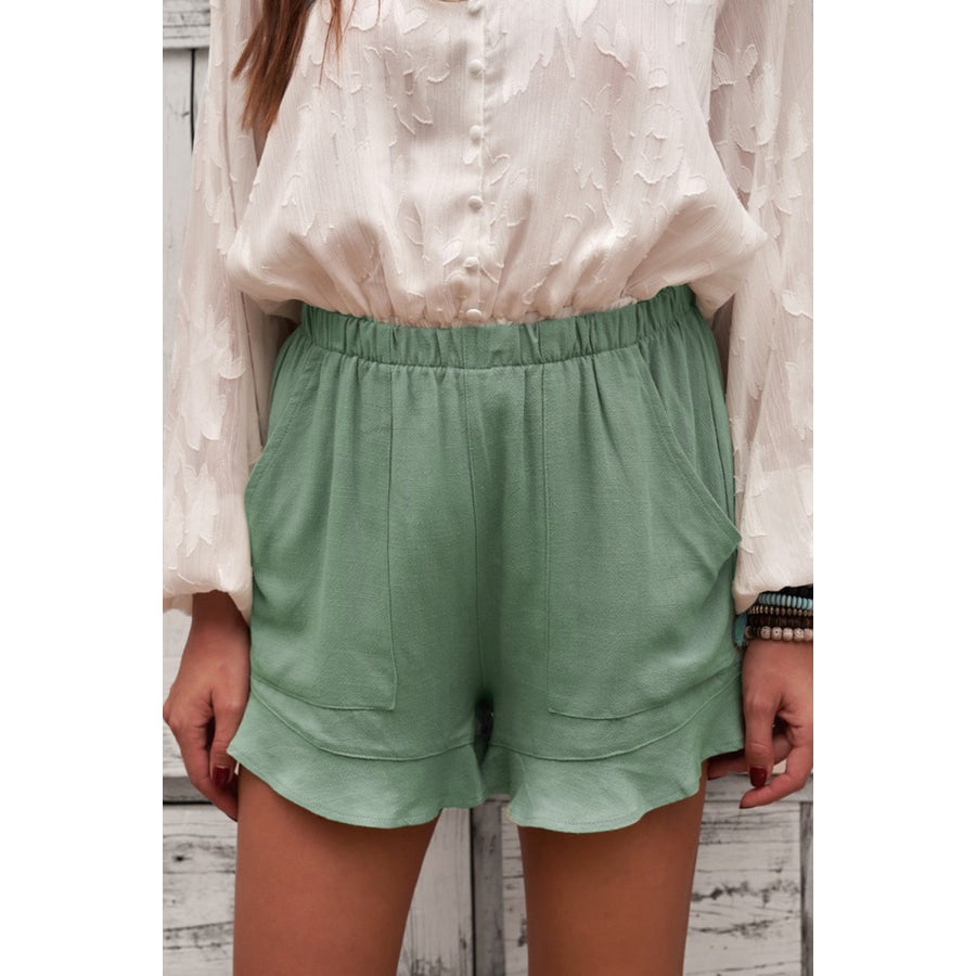 Elastic Waist Shorts with Pockets Apparel and Accessories