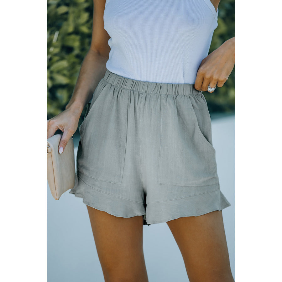 Elastic Waist Shorts with Pockets Apparel and Accessories