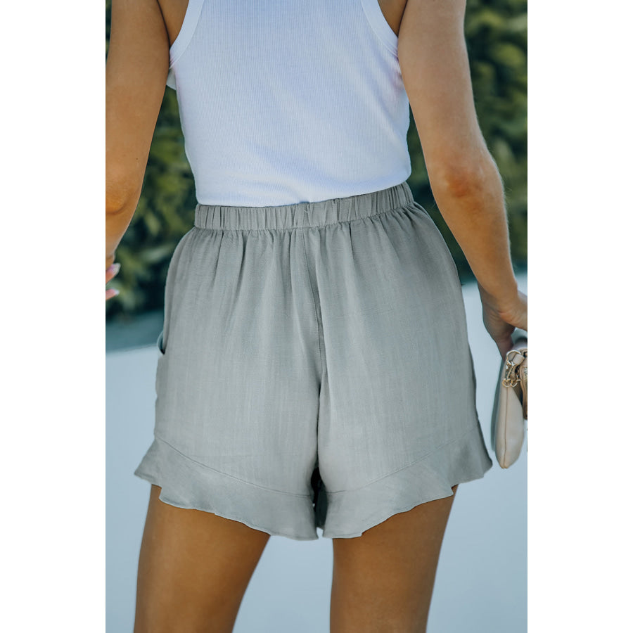 Elastic Waist Shorts with Pockets Apparel and Accessories