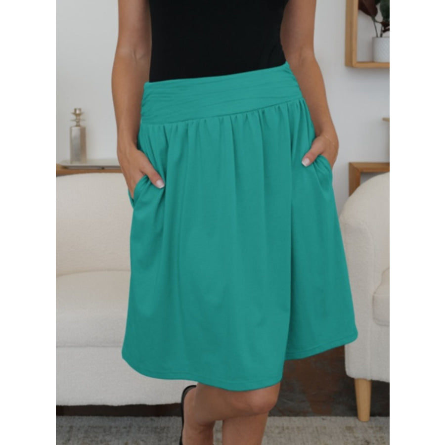 Elastic Waist Skirt with Pockets Apparel and Accessories