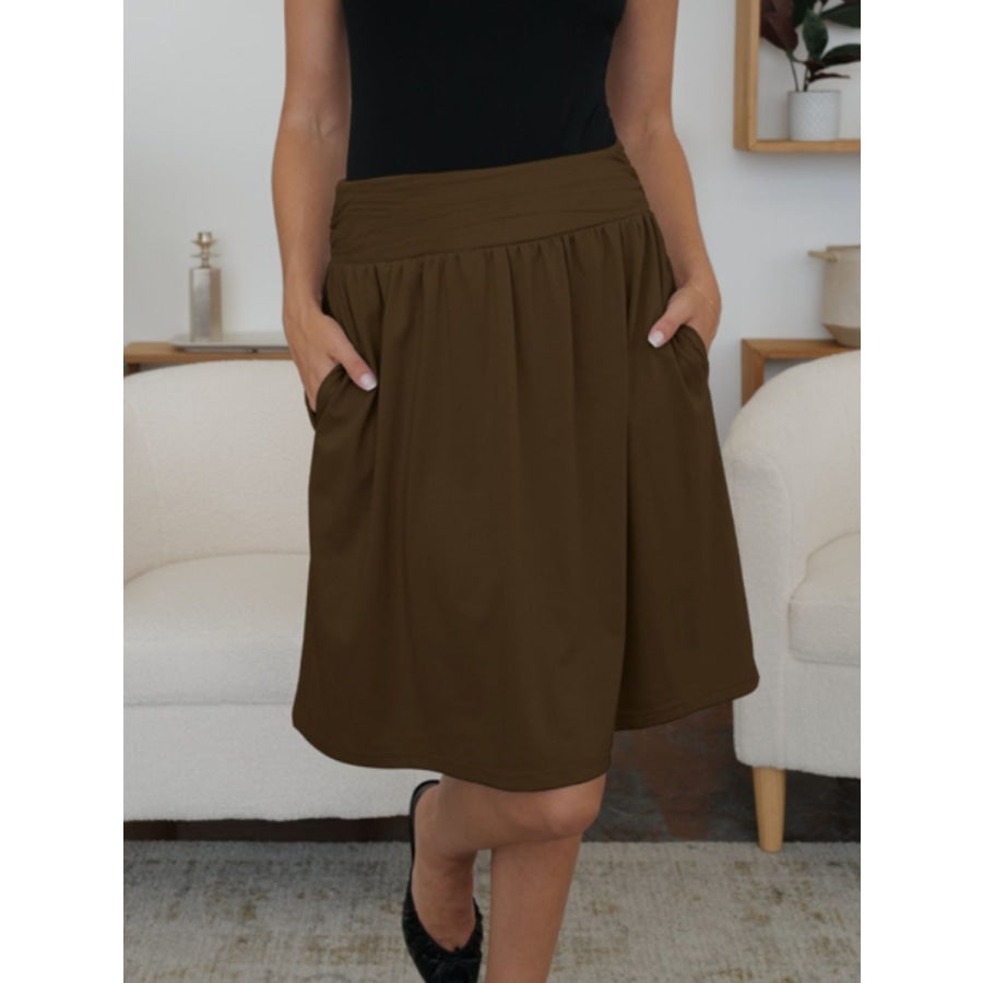 Elastic Waist Skirt with Pockets Apparel and Accessories