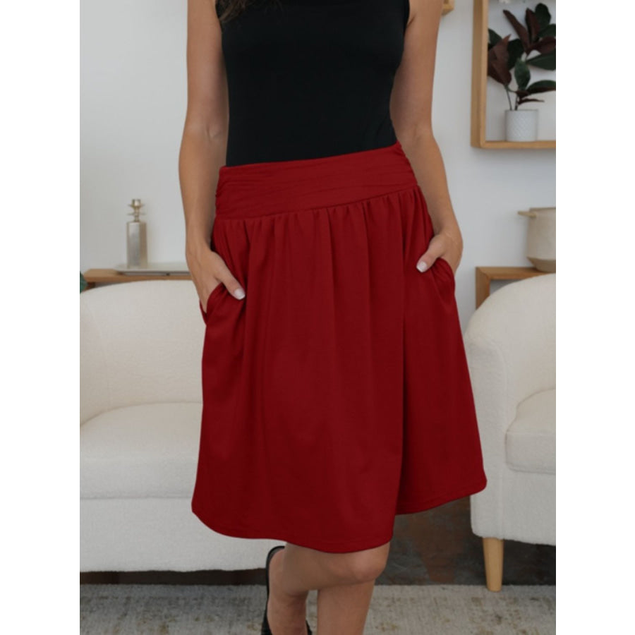 Elastic Waist Skirt with Pockets Apparel and Accessories