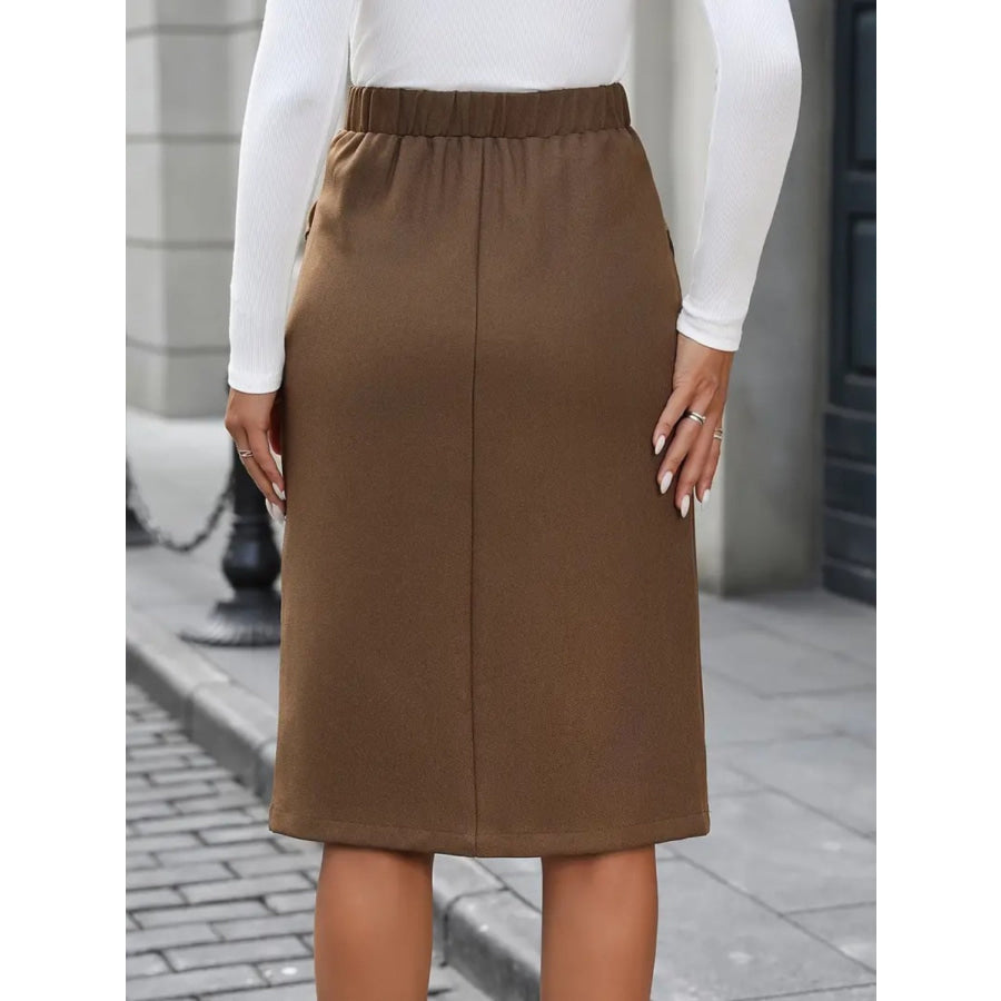 Elastic Waist Skirt with Pockets Apparel and Accessories