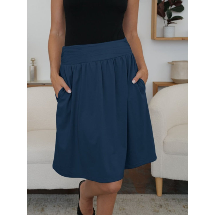 Elastic Waist Skirt with Pockets Apparel and Accessories