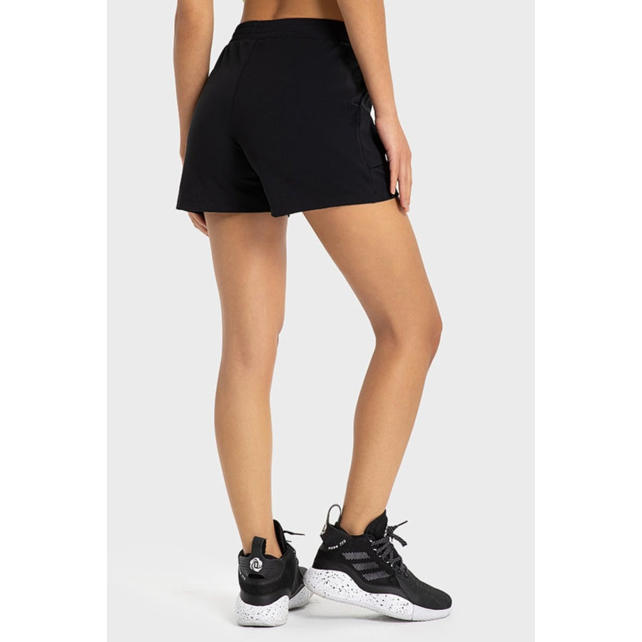 Elastic Waist Sports Shorts with Pockets