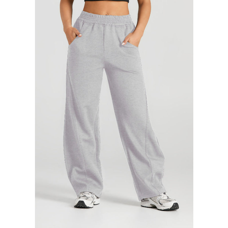 Elastic Waist Sweatpants with Pockets Apparel and Accessories