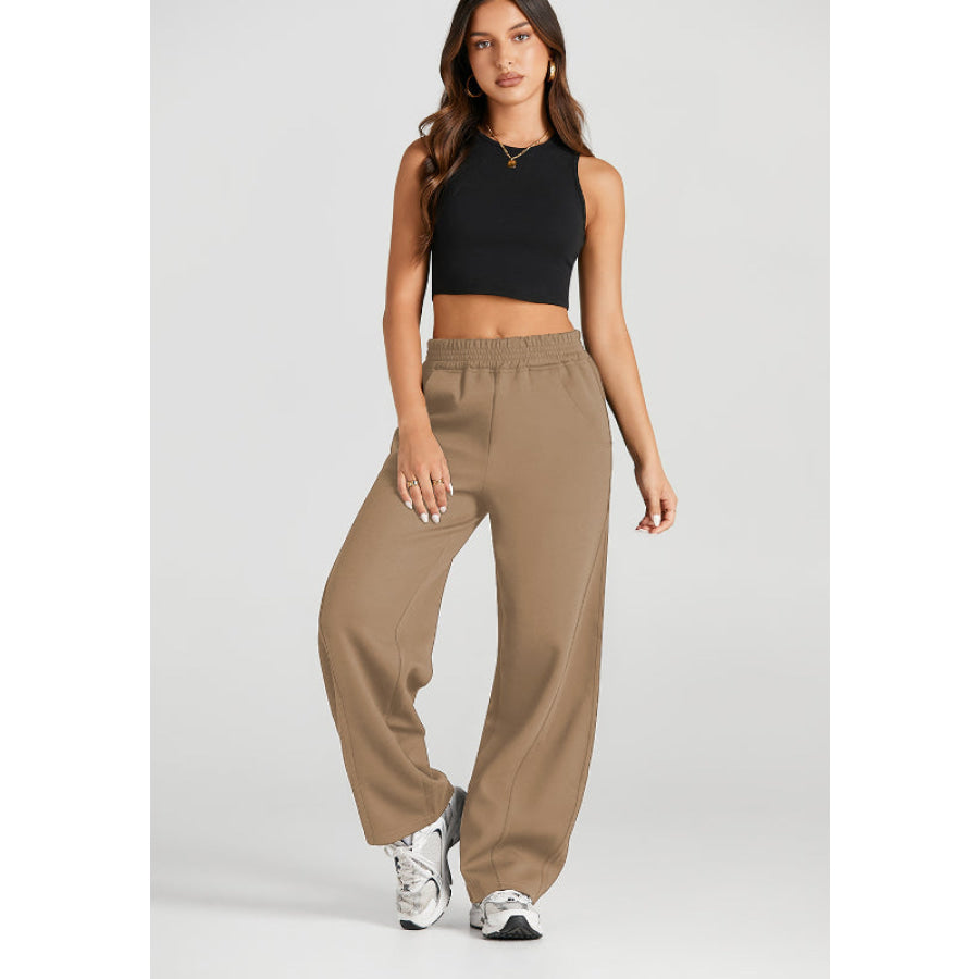 Elastic Waist Sweatpants with Pockets Apparel and Accessories