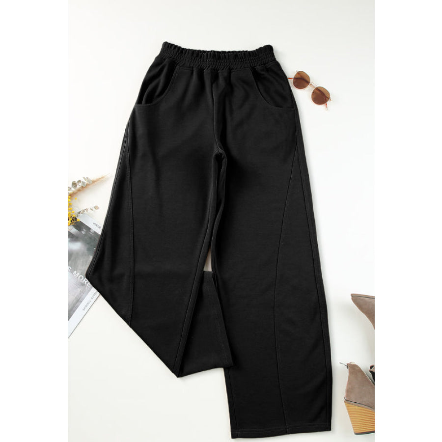 Elastic Waist Sweatpants with Pockets Apparel and Accessories