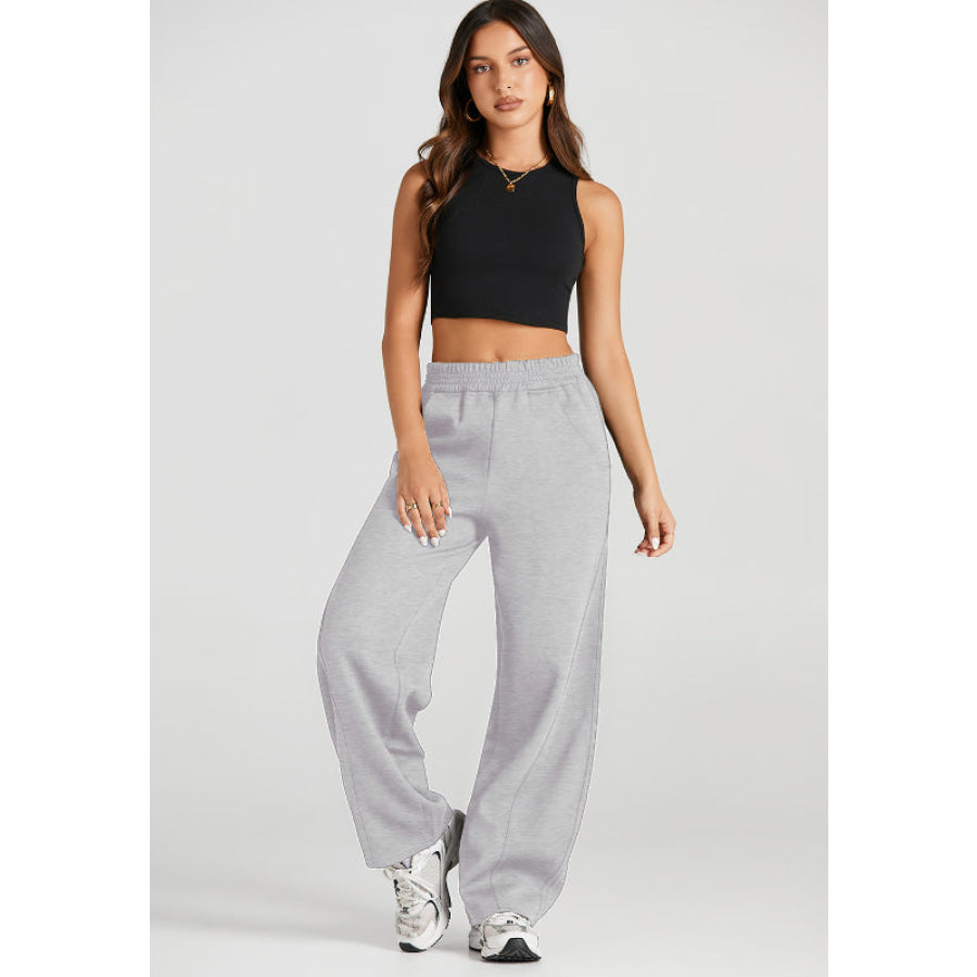 Elastic Waist Sweatpants with Pockets Apparel and Accessories