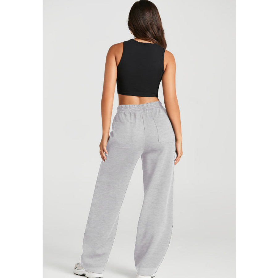 Elastic Waist Sweatpants with Pockets Apparel and Accessories