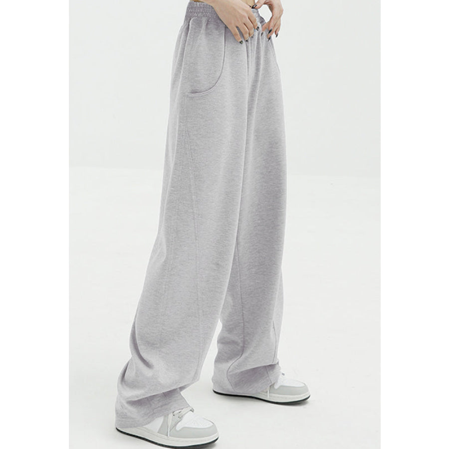 Elastic Waist Sweatpants with Pockets Apparel and Accessories