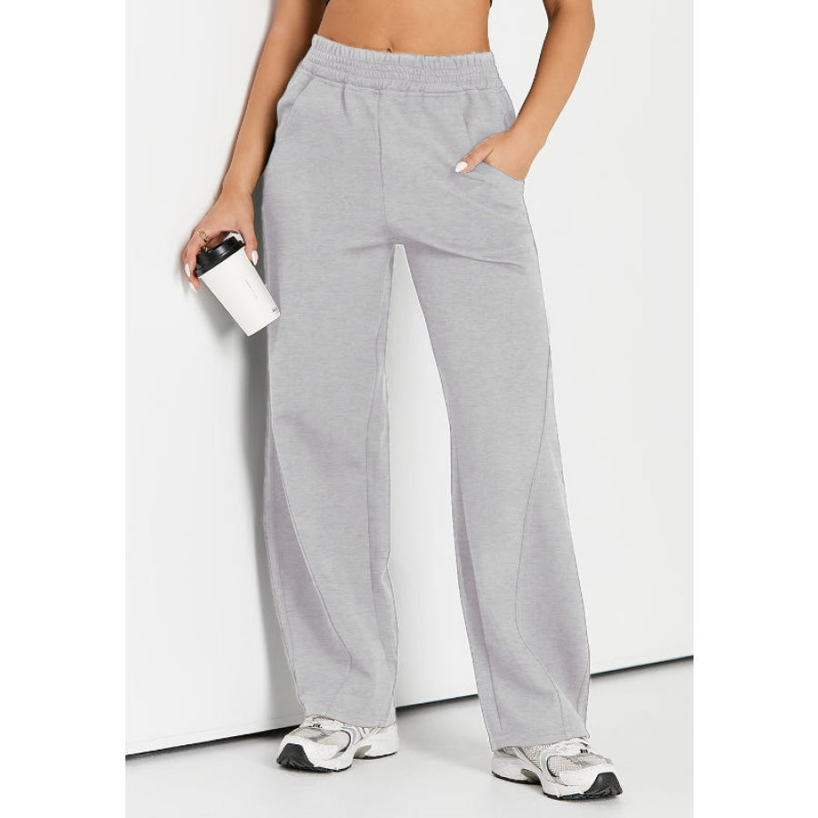 Elastic Waist Sweatpants with Pockets Apparel and Accessories