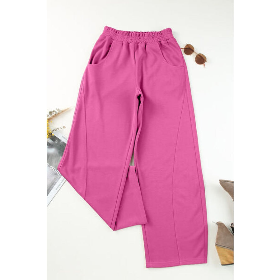 Elastic Waist Sweatpants with Pockets Clothing