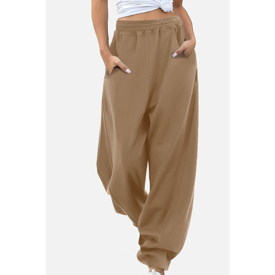 Elastic Waist Sweatpants with Pockets Clothing