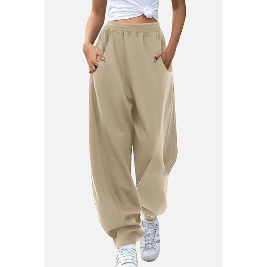 Elastic Waist Sweatpants with Pockets Clothing