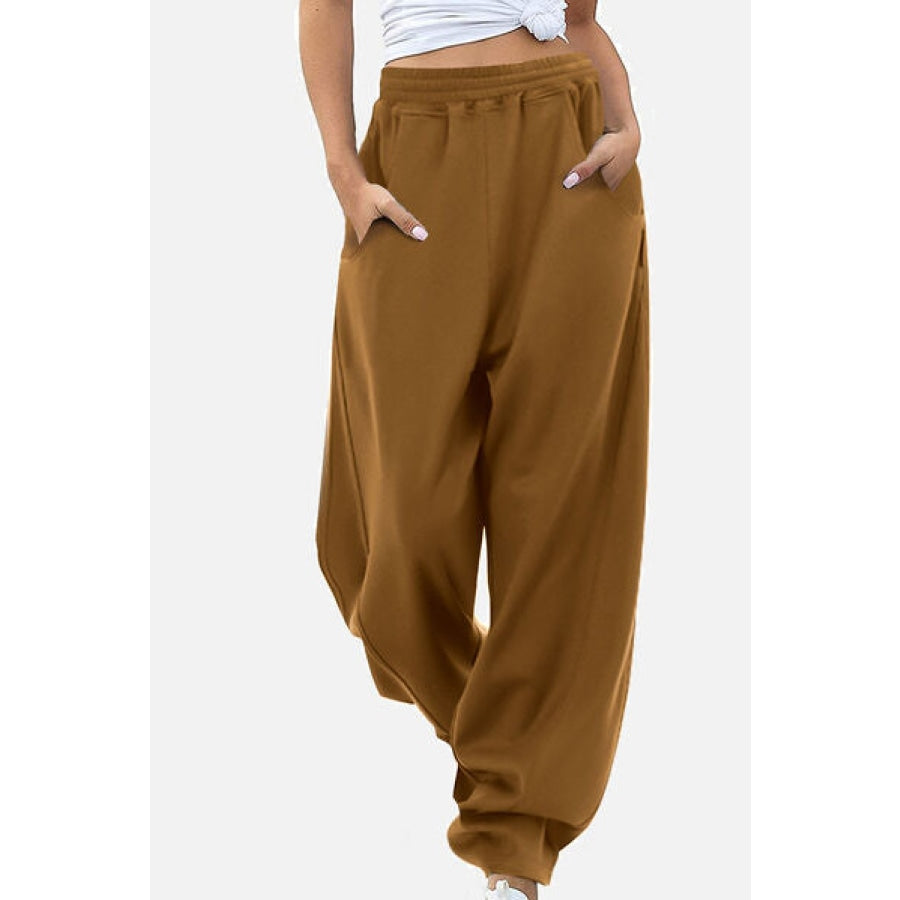 Elastic Waist Sweatpants with Pockets Clothing