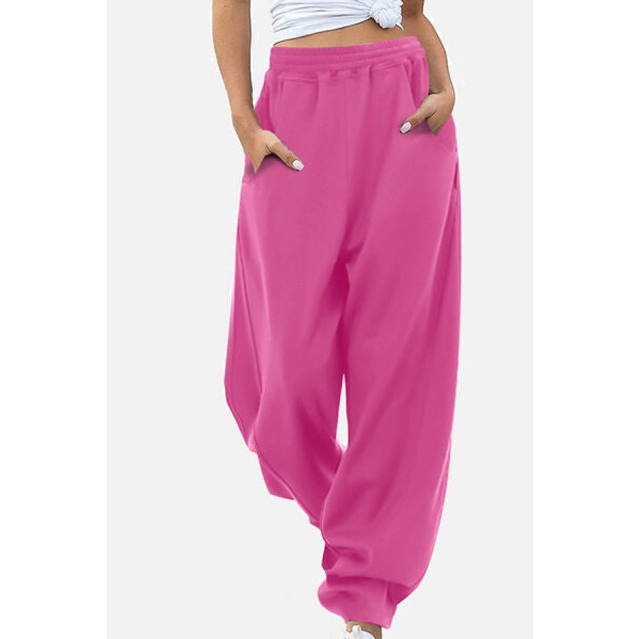 Elastic Waist Sweatpants with Pockets Clothing