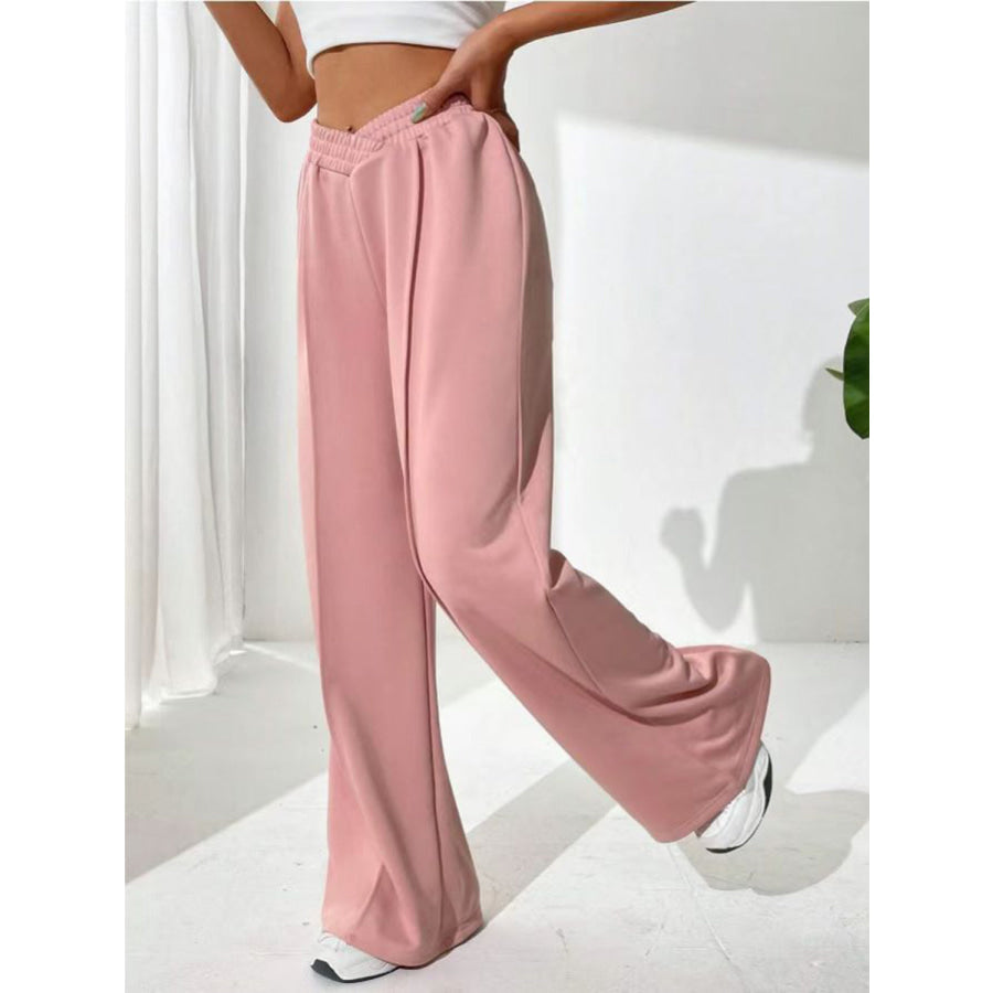 Elastic Waist Wide Leg Pants Apparel and Accessories