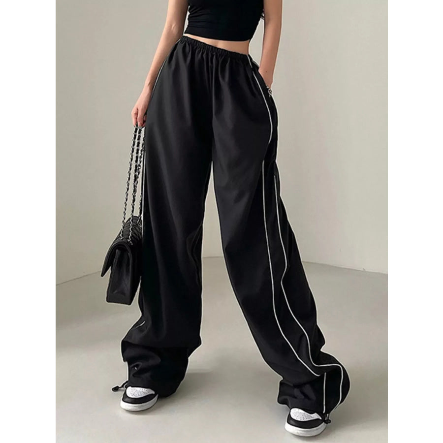 Elastic Waist Wide Leg Pants Apparel and Accessories