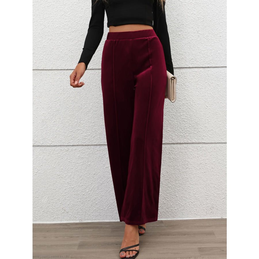 Elastic Waist Wide Leg Pants Apparel and Accessories