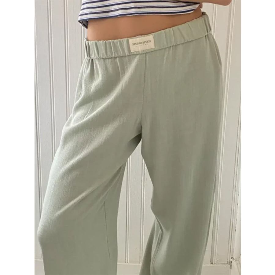 Elastic Waist Wide Leg Pants Apparel and Accessories