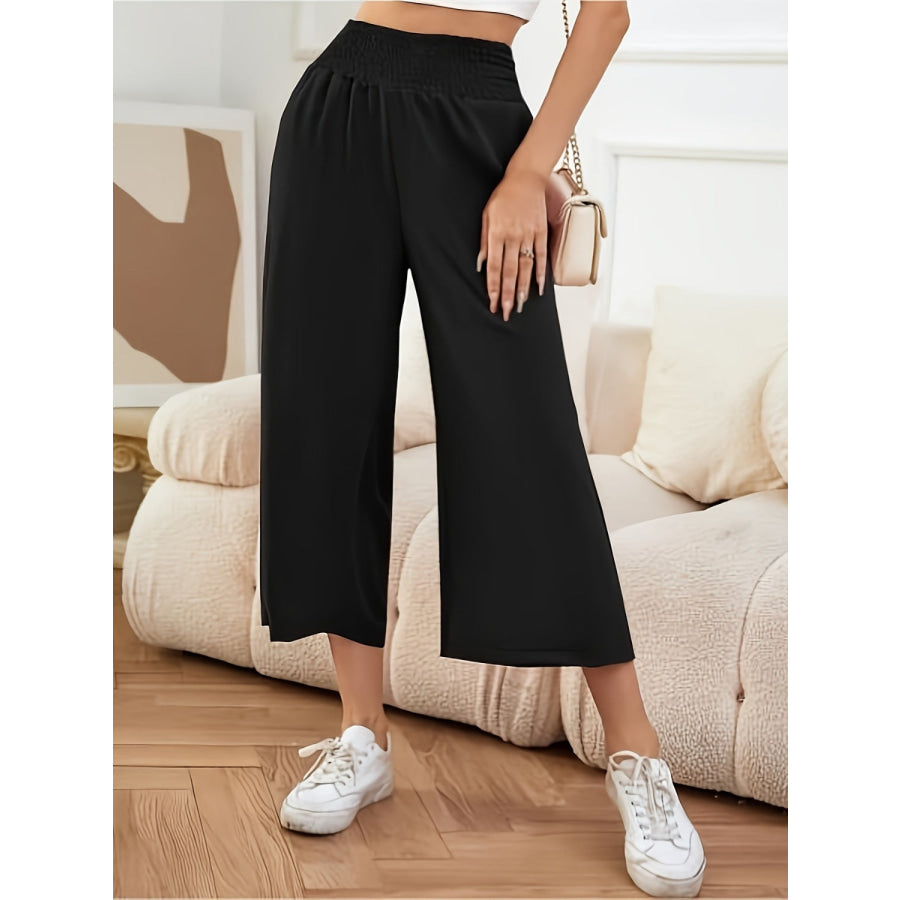 Elastic Waist Wide Leg Pants Apparel and Accessories