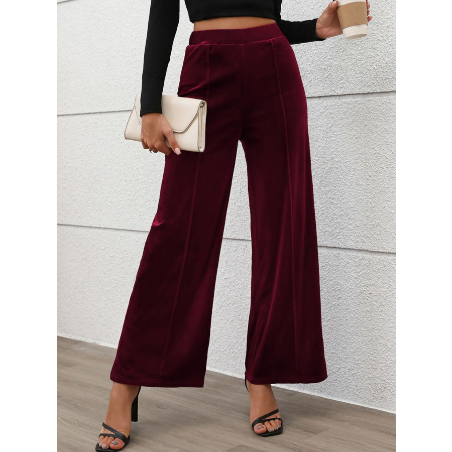 Elastic Waist Wide Leg Pants Apparel and Accessories