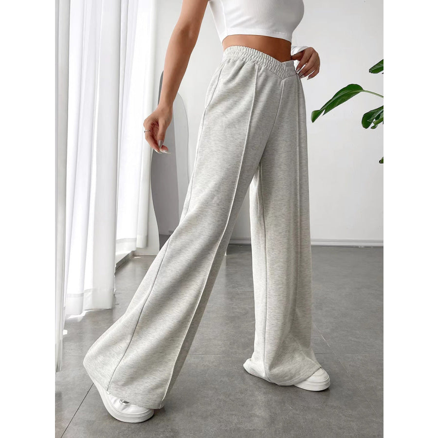 Elastic Waist Wide Leg Pants Apparel and Accessories